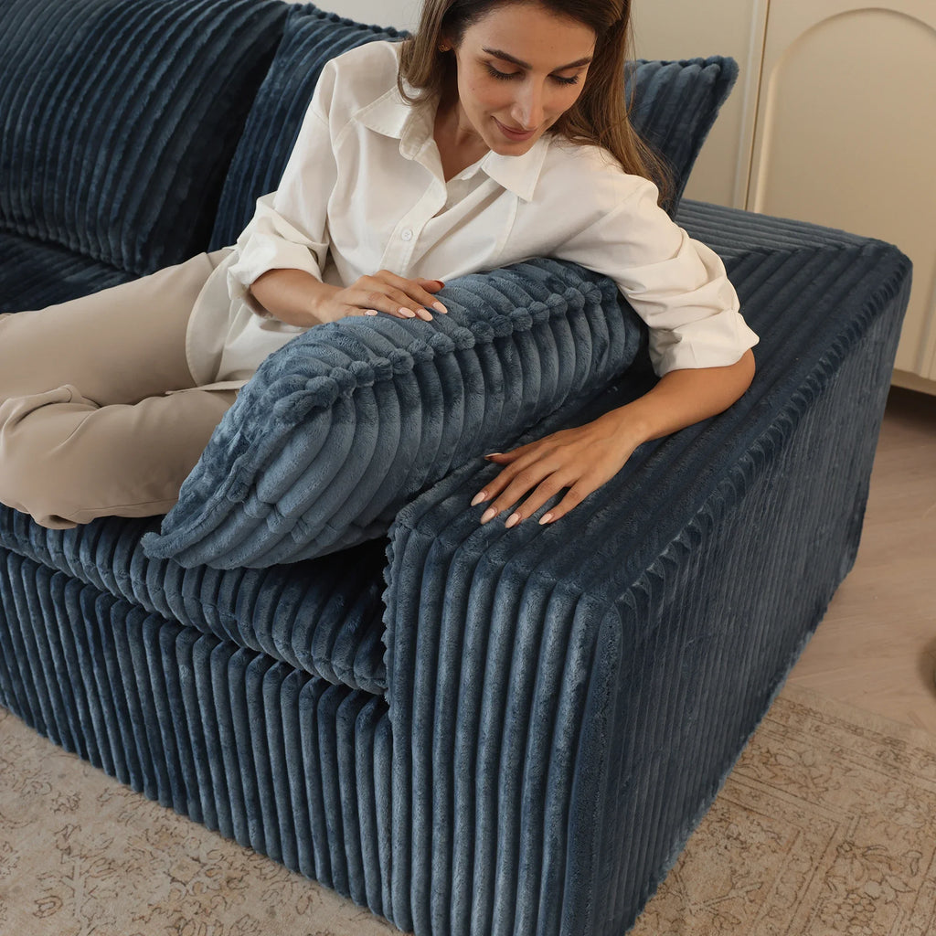 Modular Sectional Sofa Bed Set Fabric Upholstered Compressed for Living Room Bedroom Apartment Hotel Villa No Assembly Required 