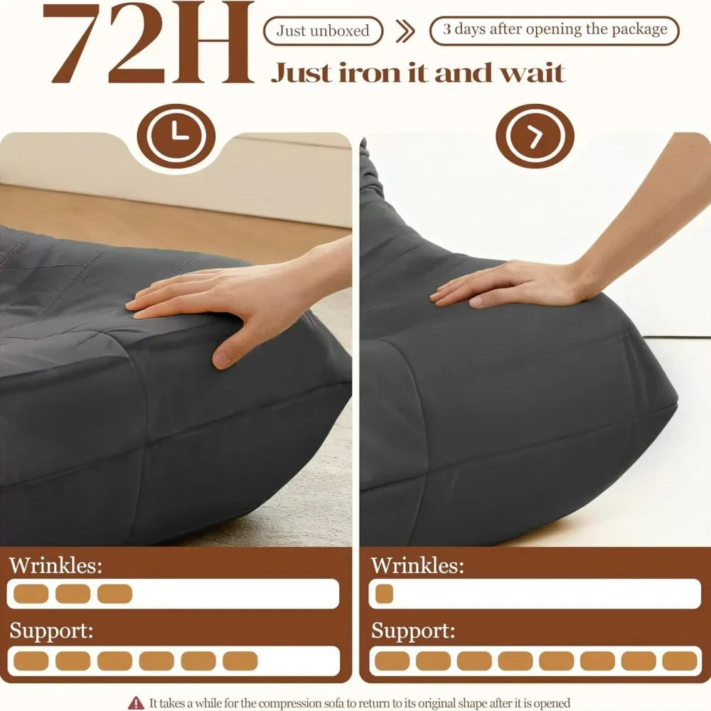 M Modern One-Piece Solid Foam Bean Bag Sofa Compressed 1 Seat Sitting Lazy Chair Upholstery for Home Furniture 