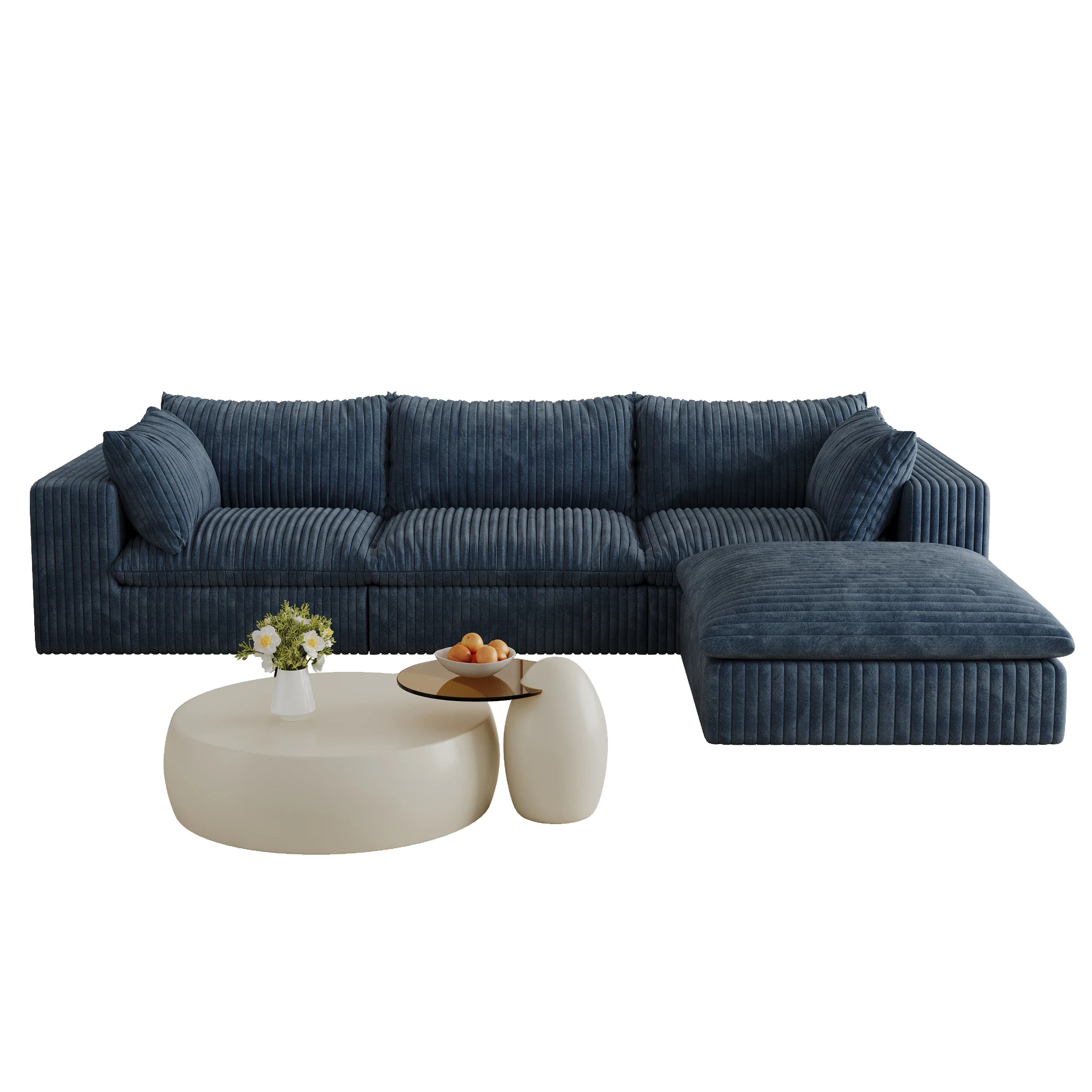 Modular Sectional Sofa Bed Set Fabric Upholstered Compressed for Living Room Bedroom Apartment Hotel Villa No Assembly Required 