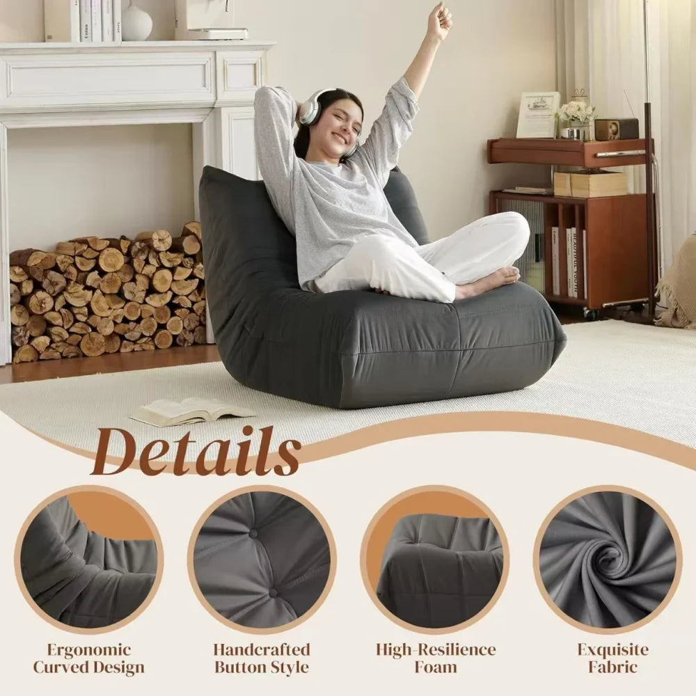 M Modern One-Piece Solid Foam Bean Bag Sofa Compressed 1 Seat Sitting Lazy Chair Upholstery for Home Furniture 