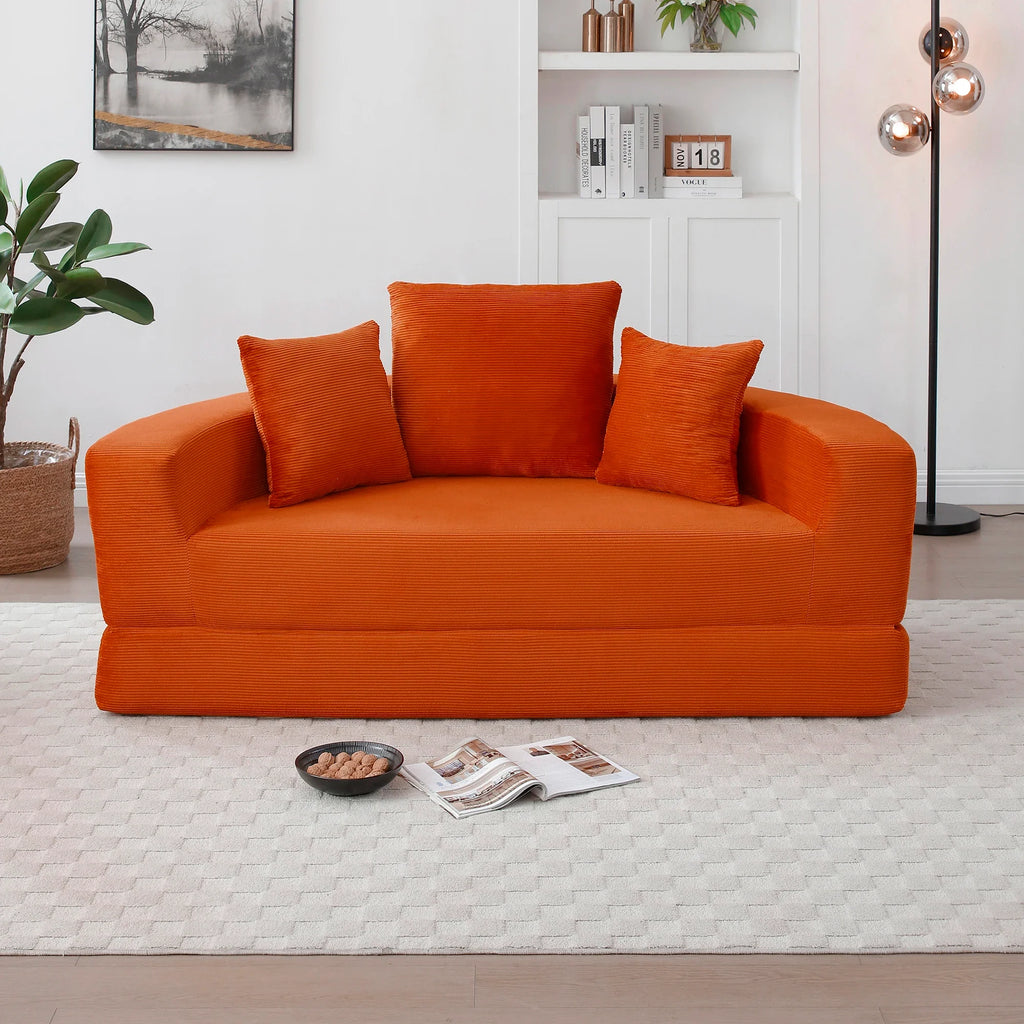M Convertible Sofa Bed Set Boneless Couch Circular Adjustable Corduroy Fabric Boneless Floor Lounge 