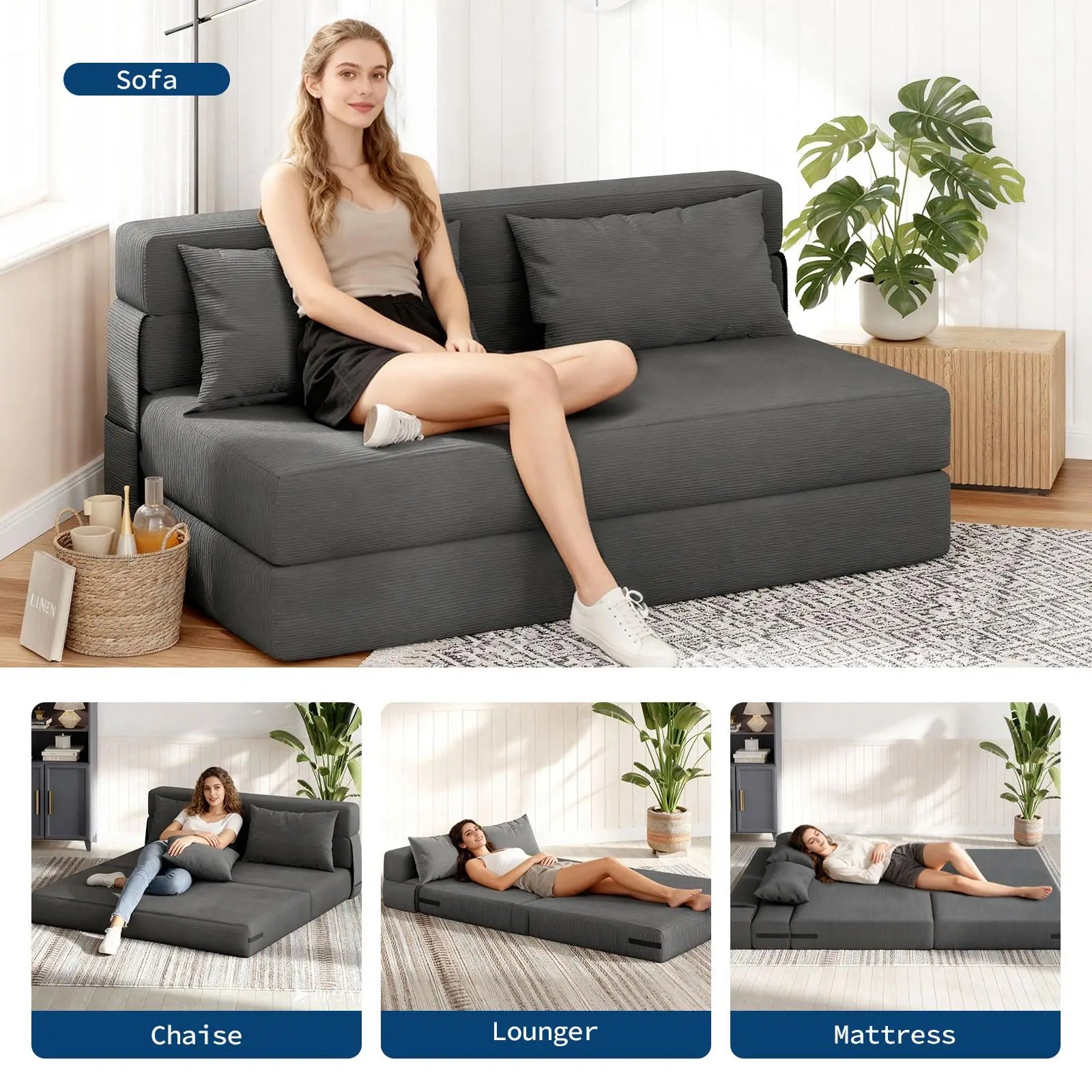 Rowan 4-in-1 Convertible Sofa Bed