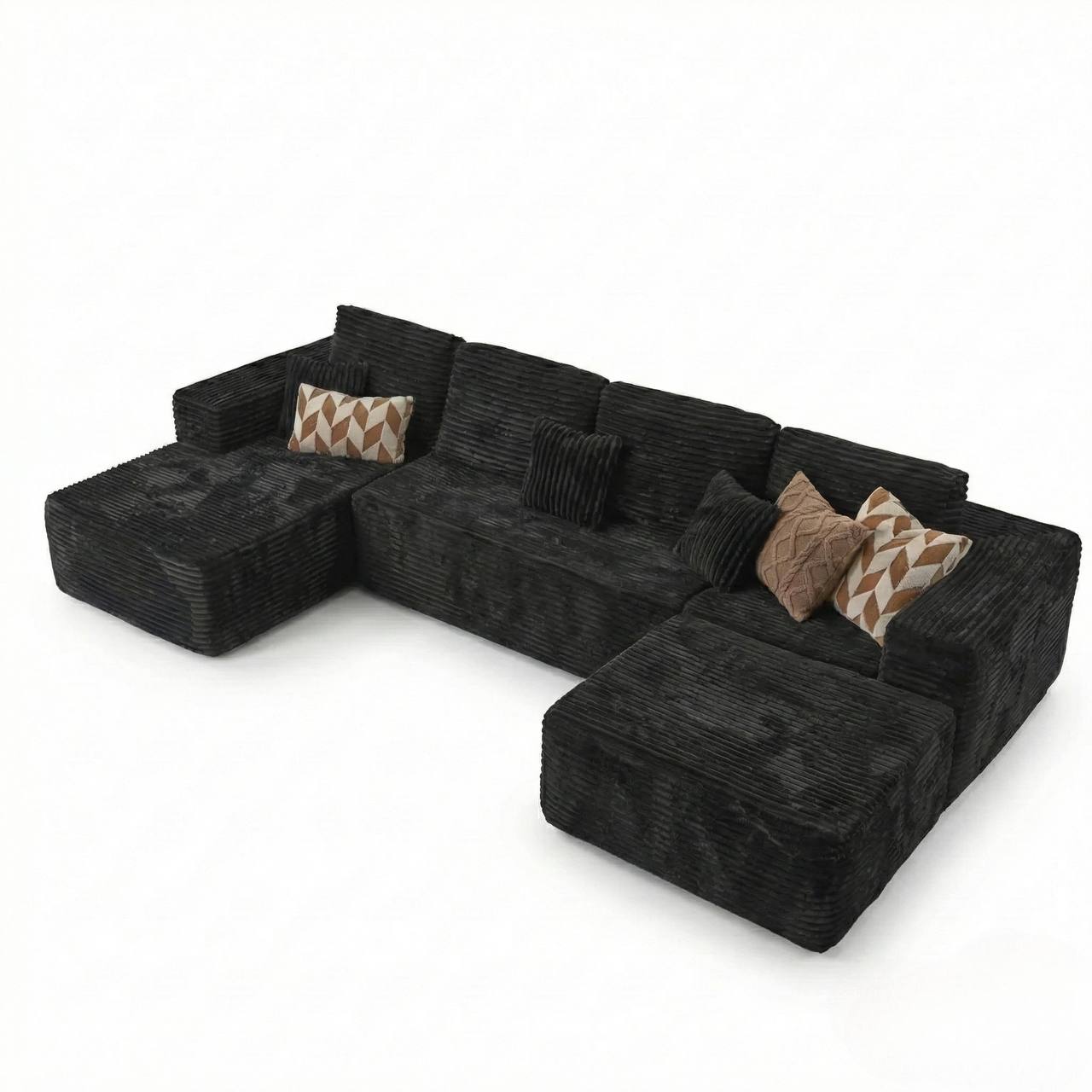 The Summit U Shaped Sectional Boneless Couch in Black